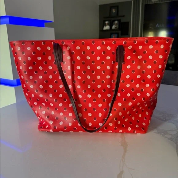 Kate spade Red Polka Dot Tote Bag no callouts only used a few times - Picture 2 of 13